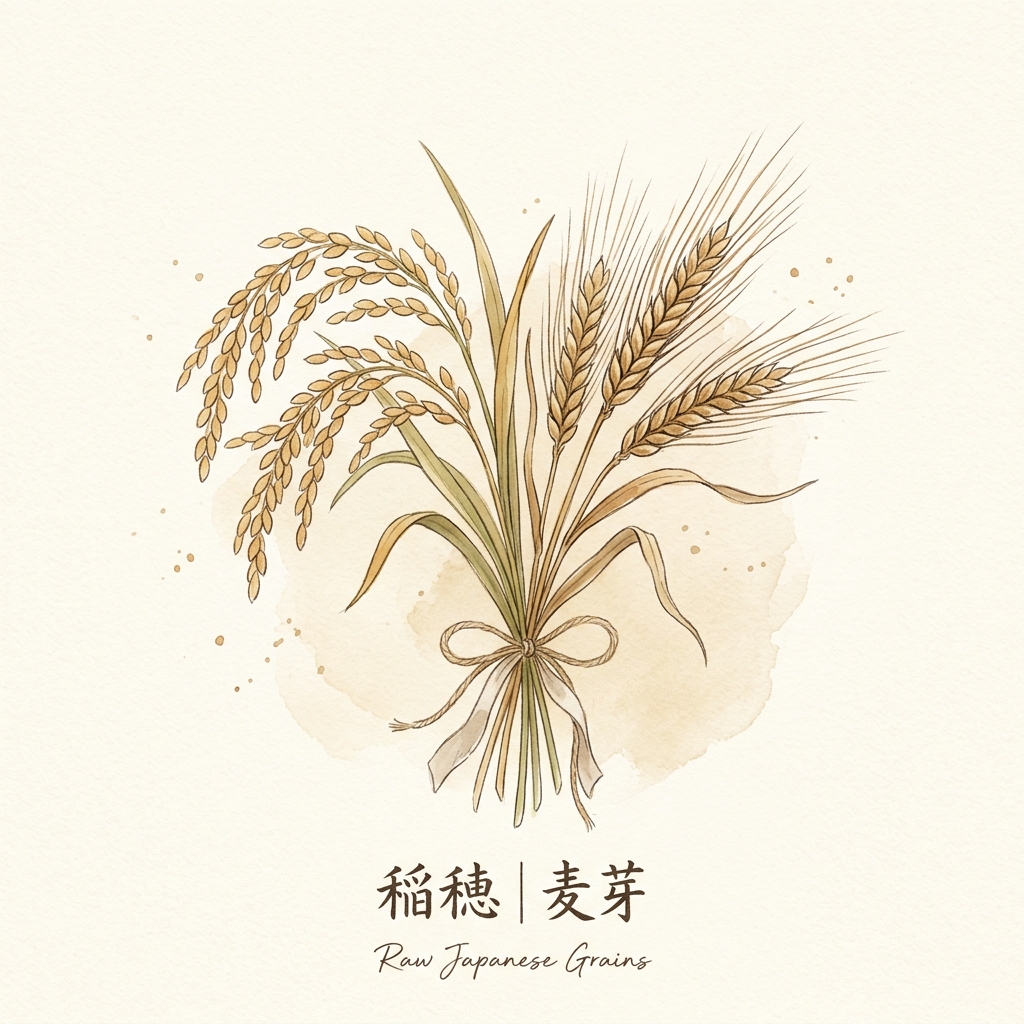 お米と麦芽のイラスト