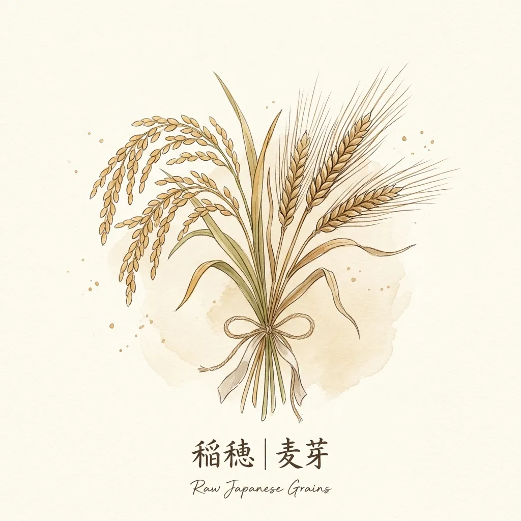 お米と麦芽のイラスト